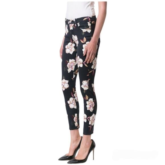 7 for all mankind Navy Blue Floral spring Print Ankle Skinny Jean - Picture 1 of 16